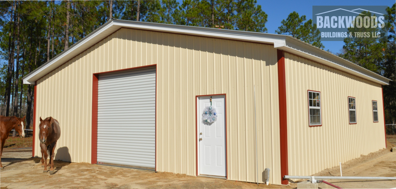 Equestrian enclosed pole barn kit completed build