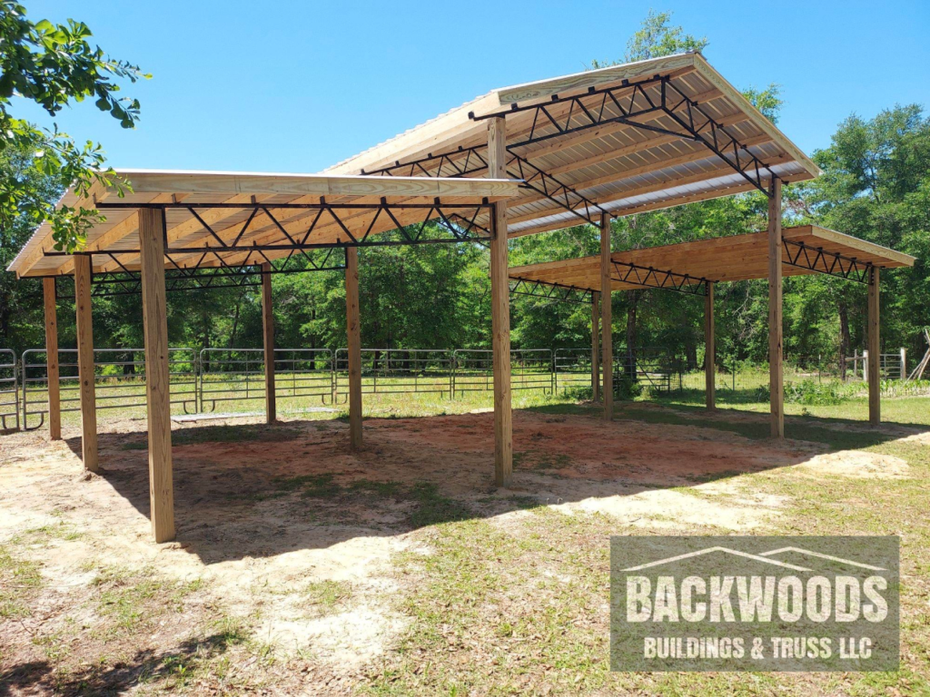 Open pole barn kit with lean tos installed Florida